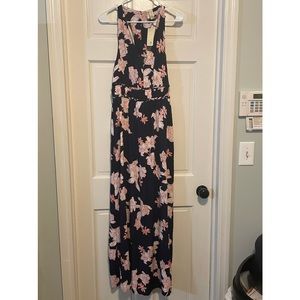 JAPNA NWT Navy Floral Maxi Dress. Size Large